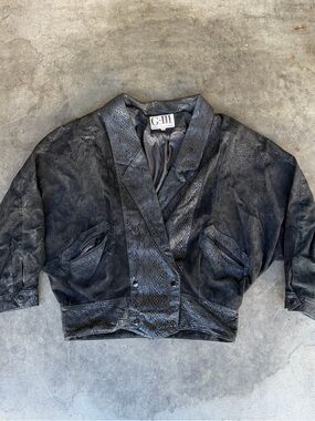 Vintage 80s G III Leather Jacket Womens S Black Cropped